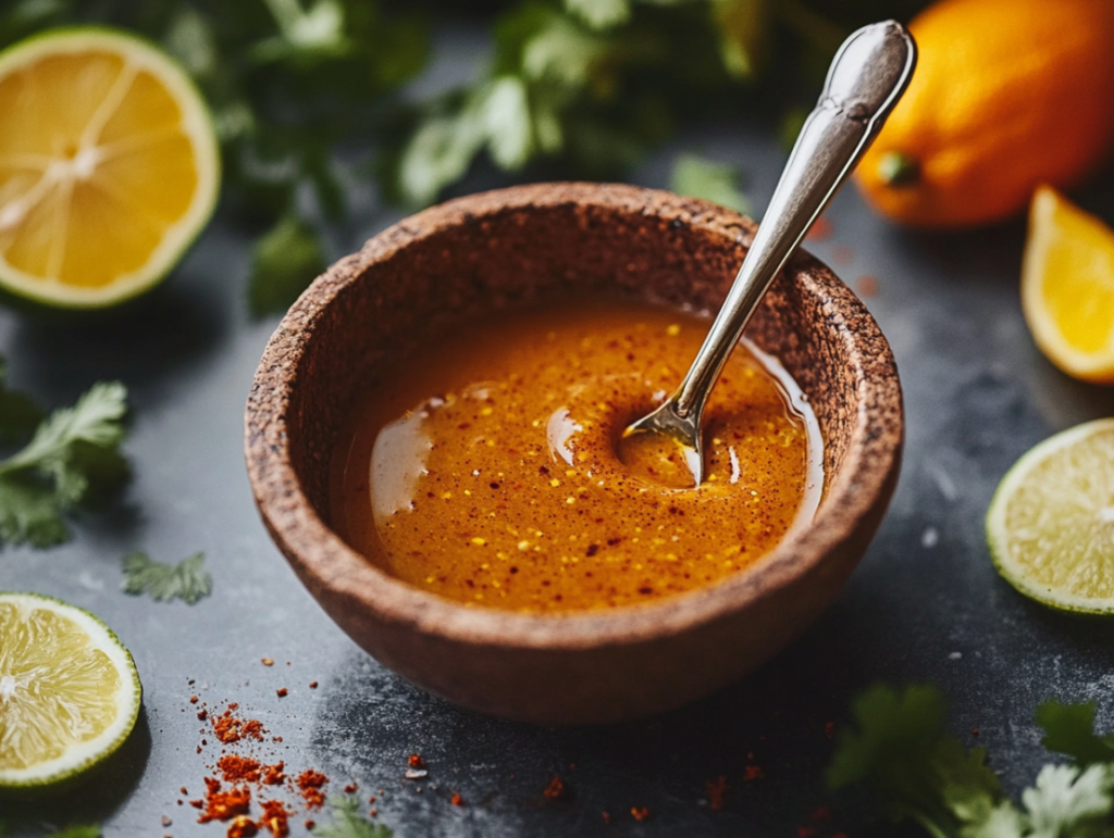 Customizing almond sauce with honey, sriracha, and lime juice for added flavor